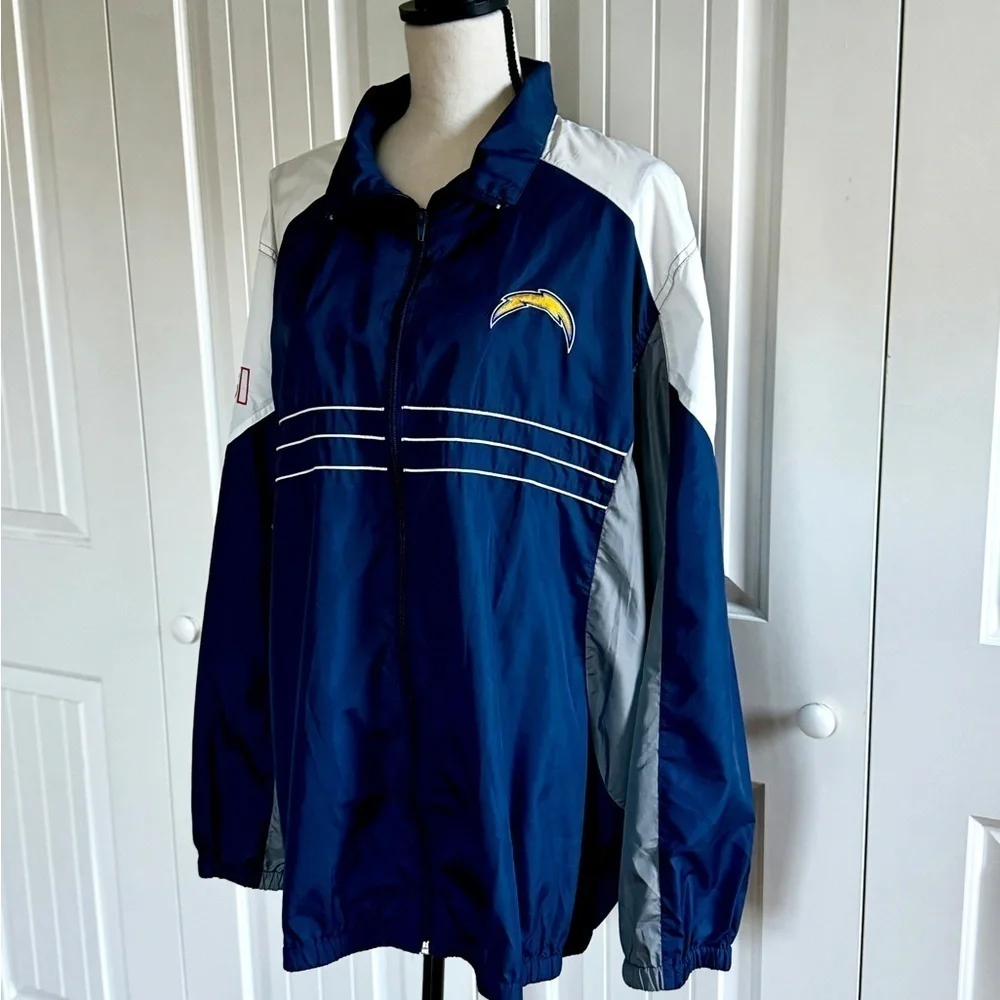 Los Angeles Chargers NFL Windbreaker Jacket Men’s XL Blue Colorblock Full Zip
